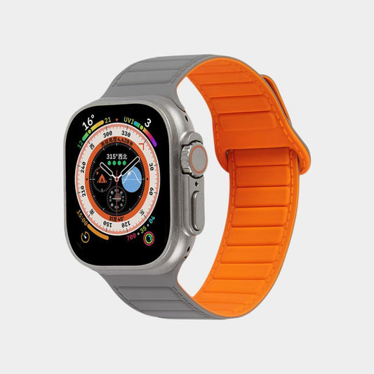 Magnetic Buckle Loop Back Card Slot Silicone Band For Apple Watch