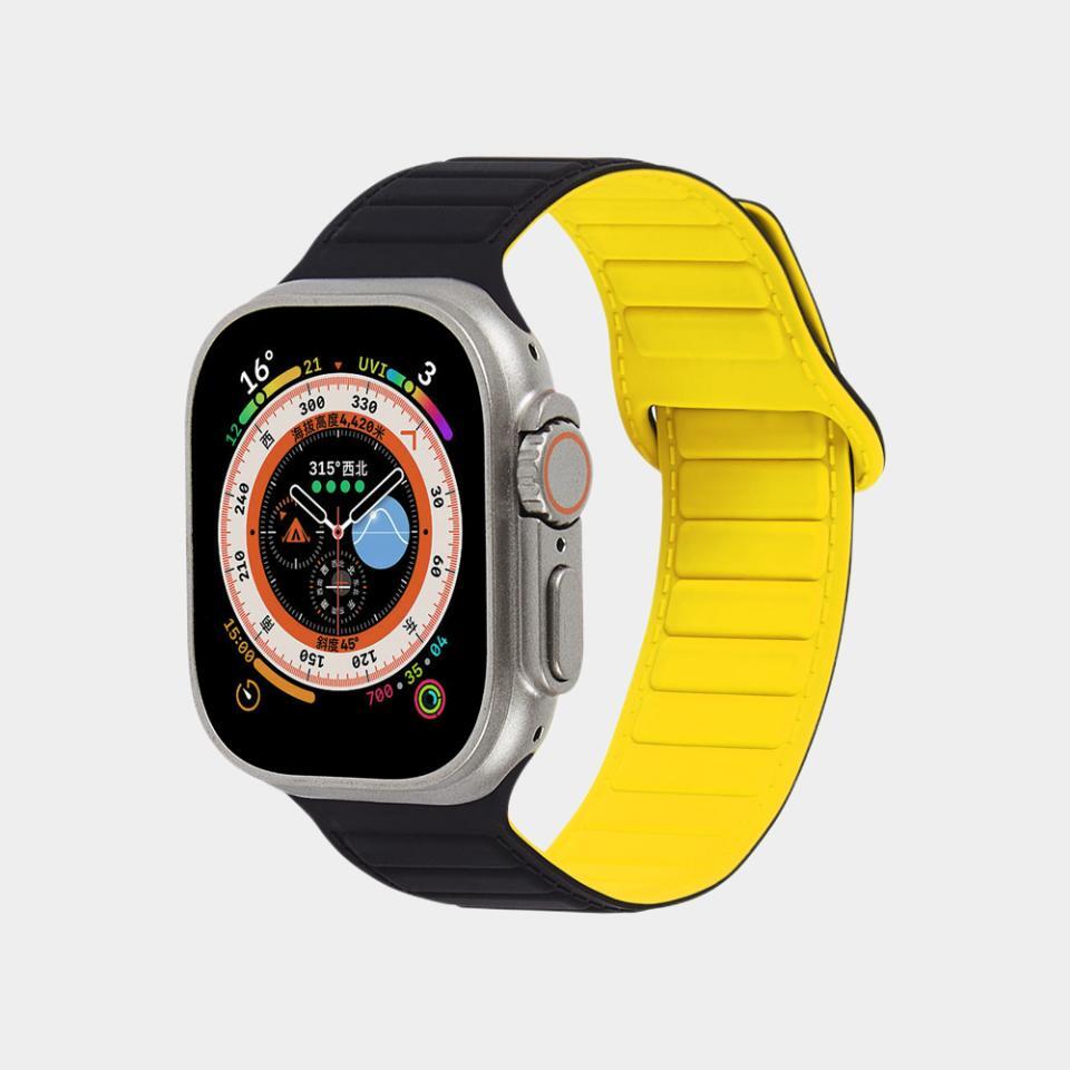 Magnetic Buckle Loop Back Card Slot Silicone Band For Apple Watch