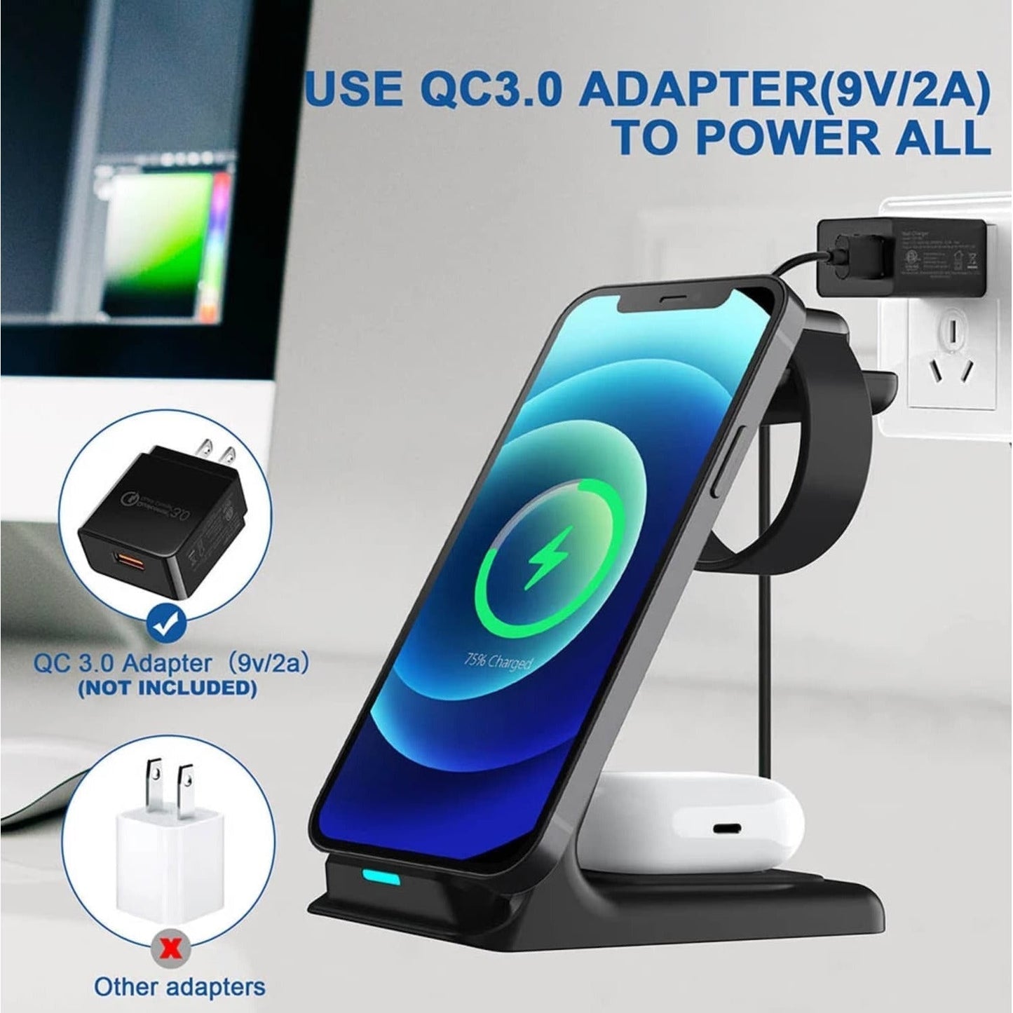 3-in-1 20W Fast Wireless Charging Dock for Apple iPhone.