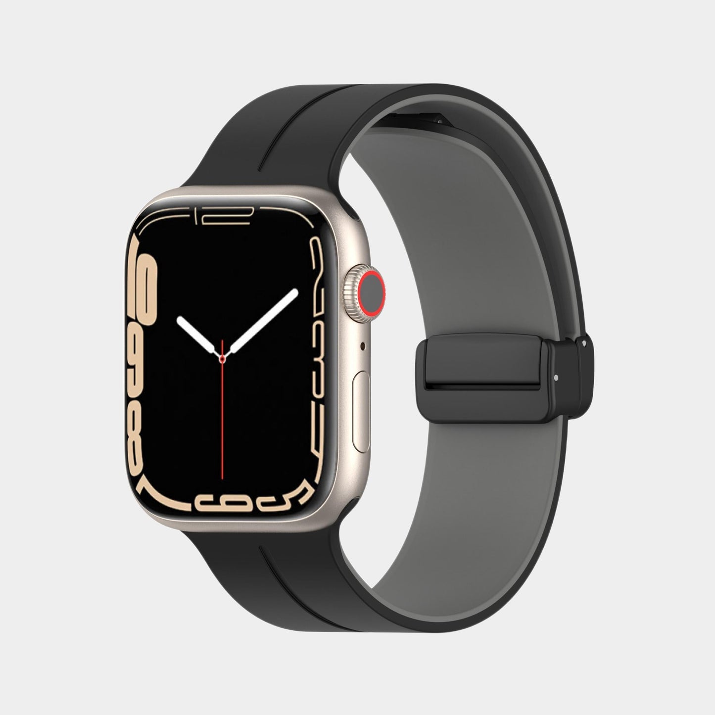 Magnetic Folding Buckle Double Color Silicone Band For Apple Watch