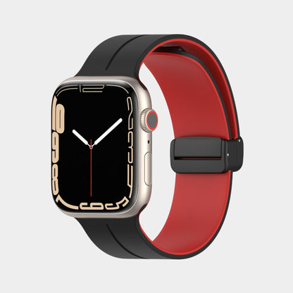 Magnetic Folding Buckle Double Color Silicone Band For Apple Watch