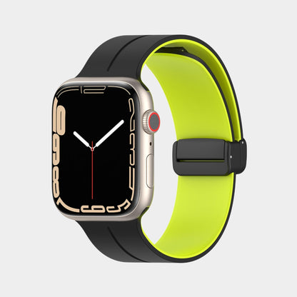 Magnetic Folding Buckle Double Color Silicone Band For Apple Watch