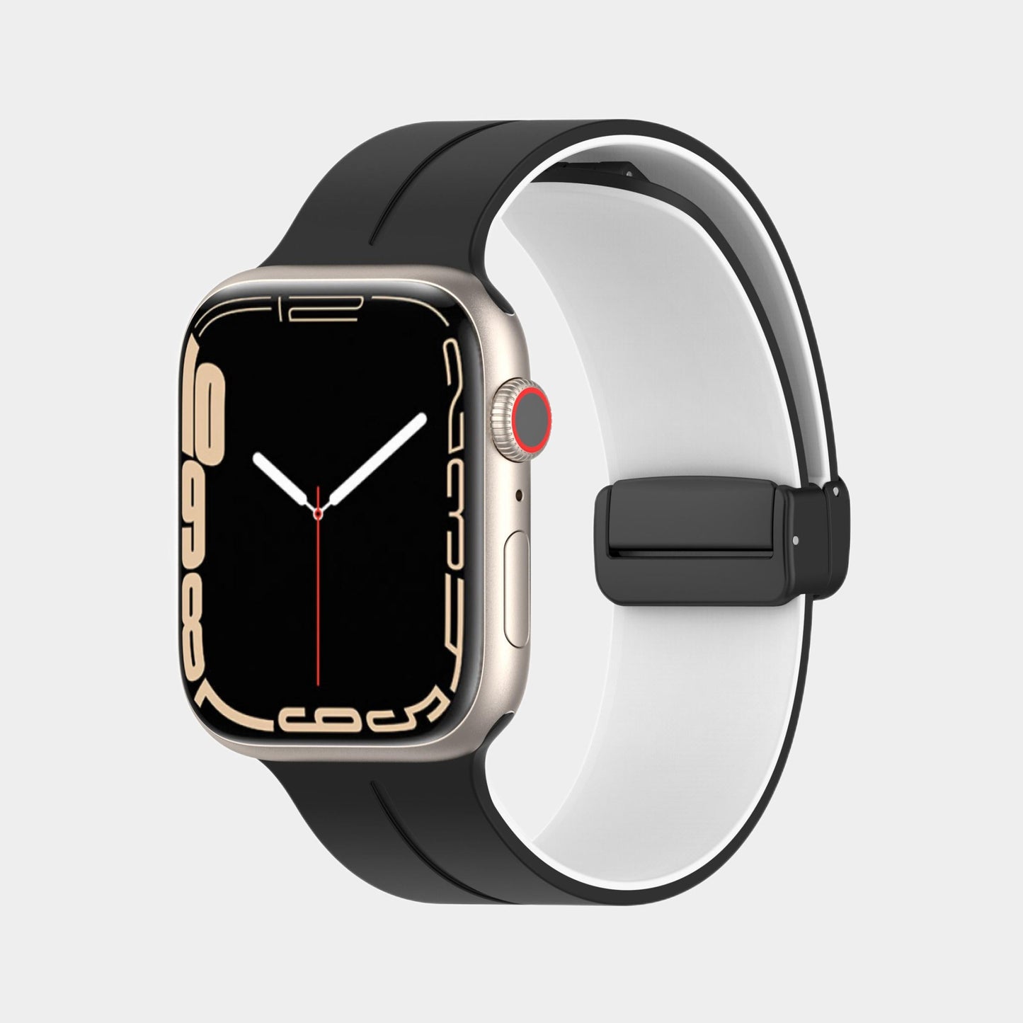 Magnetic Folding Buckle Double Color Silicone Band For Apple Watch