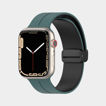 Magnetic Folding Buckle Double Color Silicone Band For Apple Watch