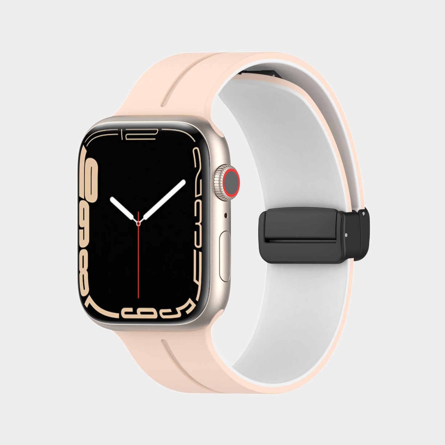 Magnetic Folding Buckle Double Color Silicone Band For Apple Watch