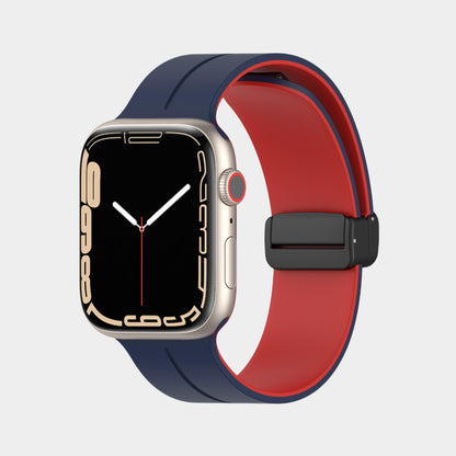 Magnetic Folding Buckle Double Color Silicone Band For Apple Watch