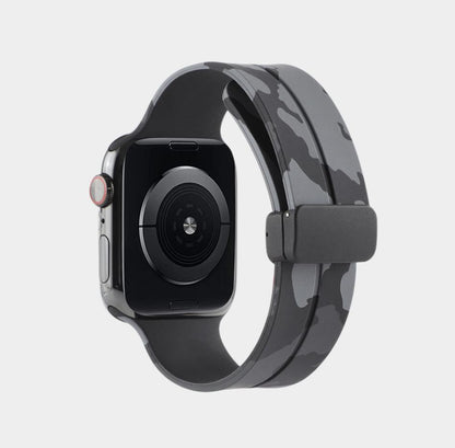 Magnetic Folding Buckle Camo Silicone Band For Apple Watch