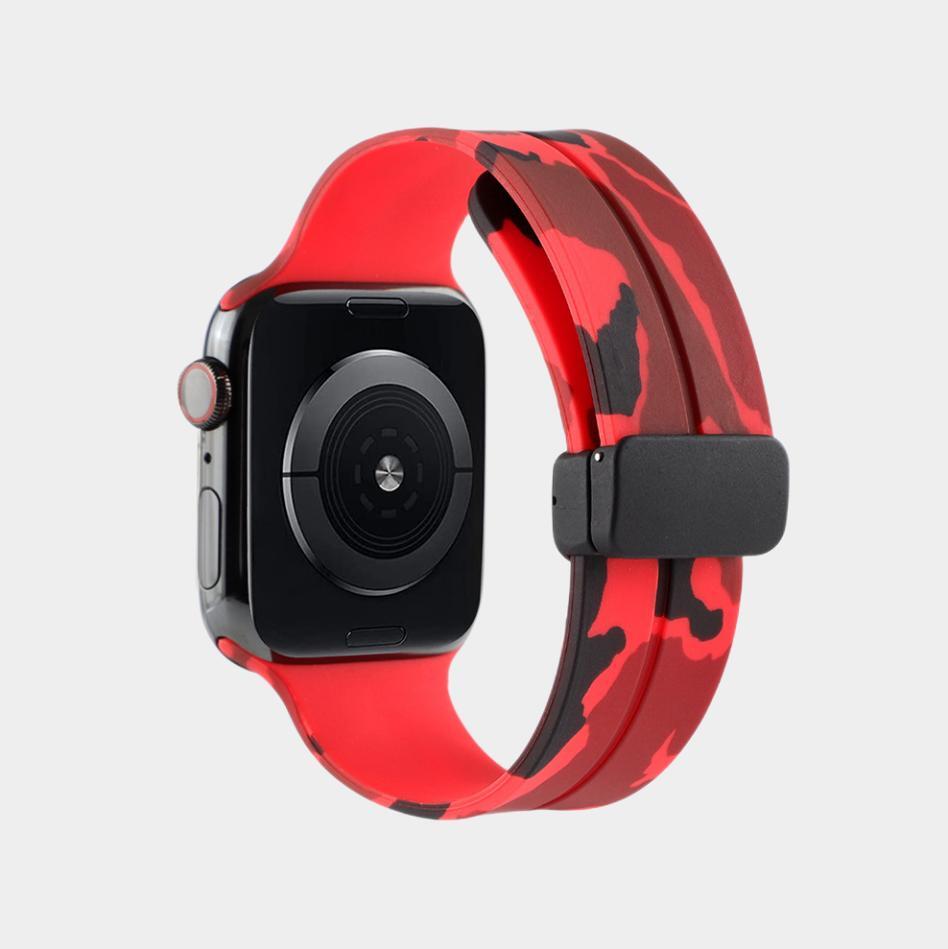 Magnetic Folding Buckle Camo Silicone Band For Apple Watch