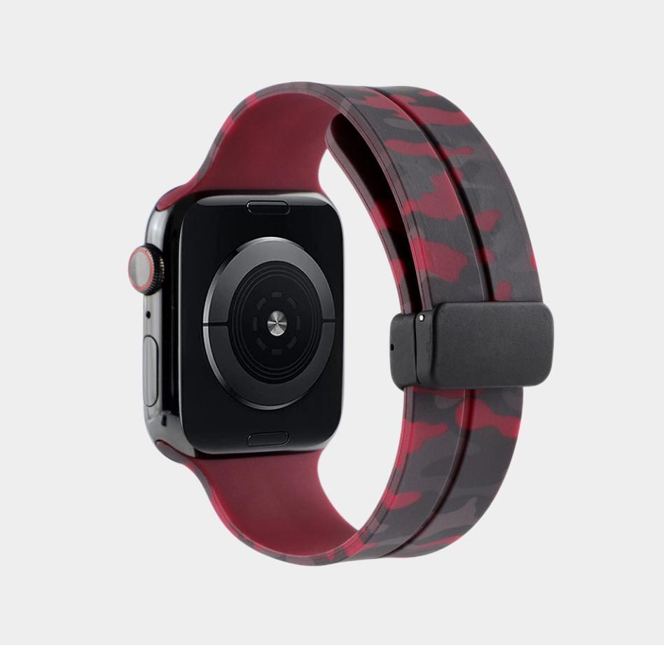 Magnetic Folding Buckle Camo Silicone Band For Apple Watch