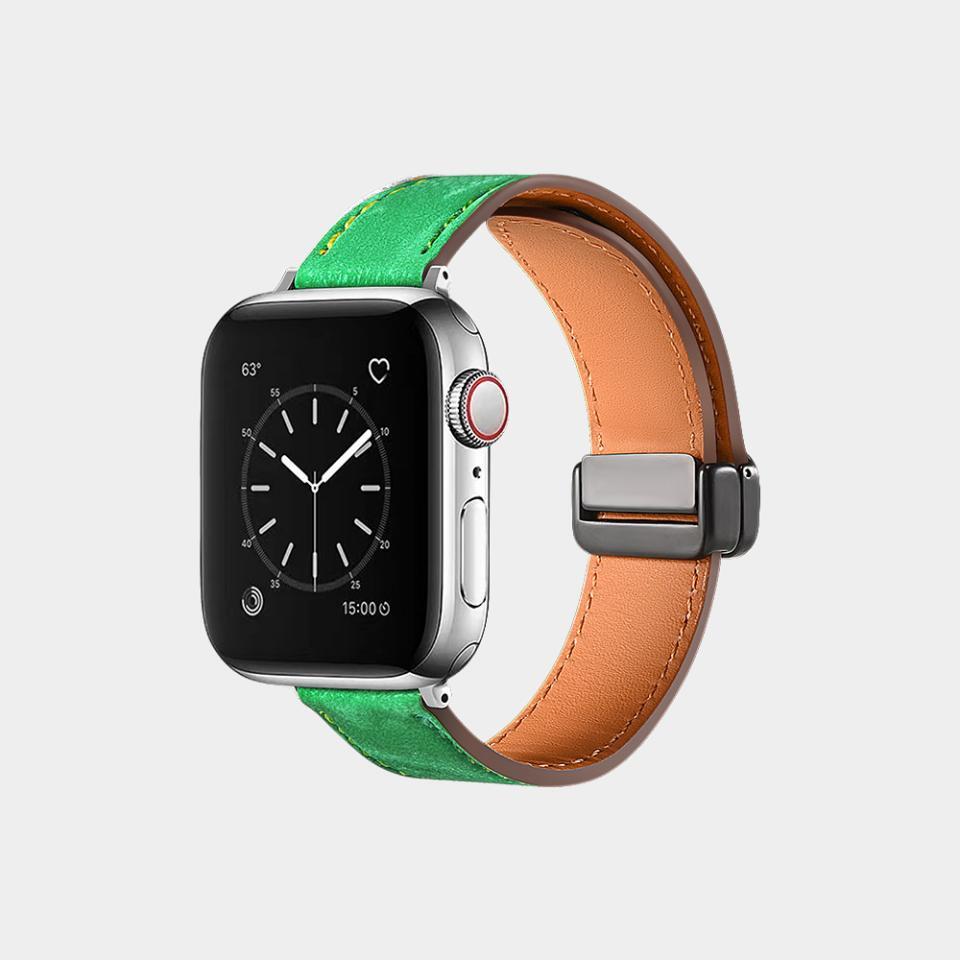 Folding Buckle French Leather Band For Apple Watch