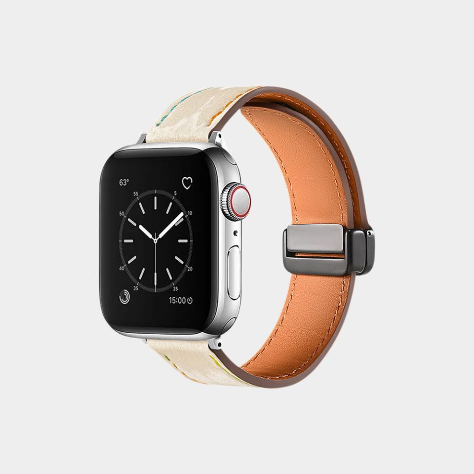 Folding Buckle French Leather Band For Apple Watch