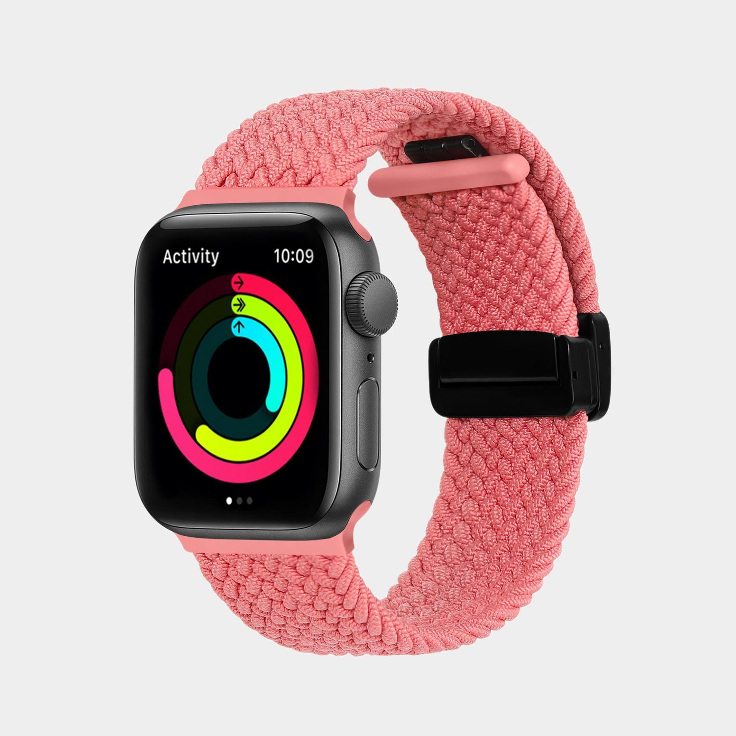 Magnetic Foldover Buckle Nylon Braid Band For Apple Watch