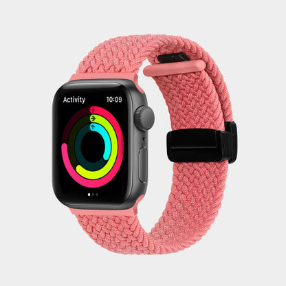 Magnetic Foldover Buckle Nylon Braid Band For Apple Watch