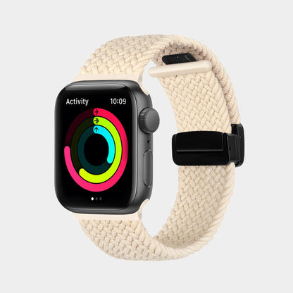 Magnetic Foldover Buckle Nylon Braid Band For Apple Watch