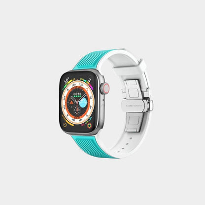 Butterfly Buckle Double Color Silicone Band For Apple Watch