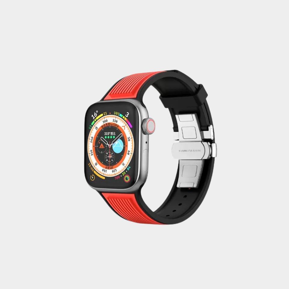 Butterfly Buckle Double Color Silicone Band For Apple Watch