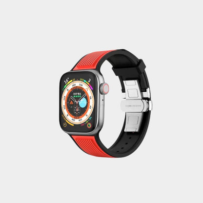 Butterfly Buckle Double Color Silicone Band For Apple Watch