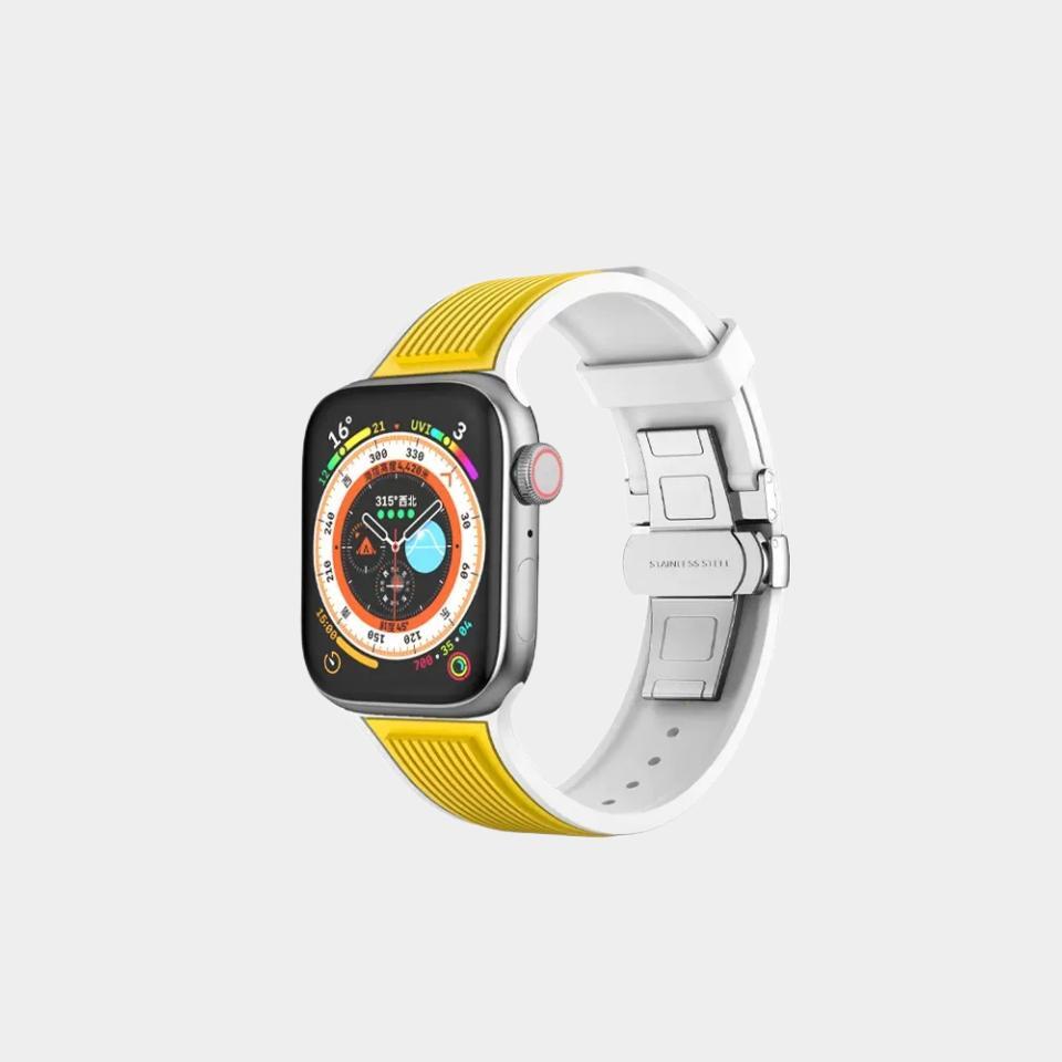 Butterfly Buckle Double Color Silicone Band For Apple Watch