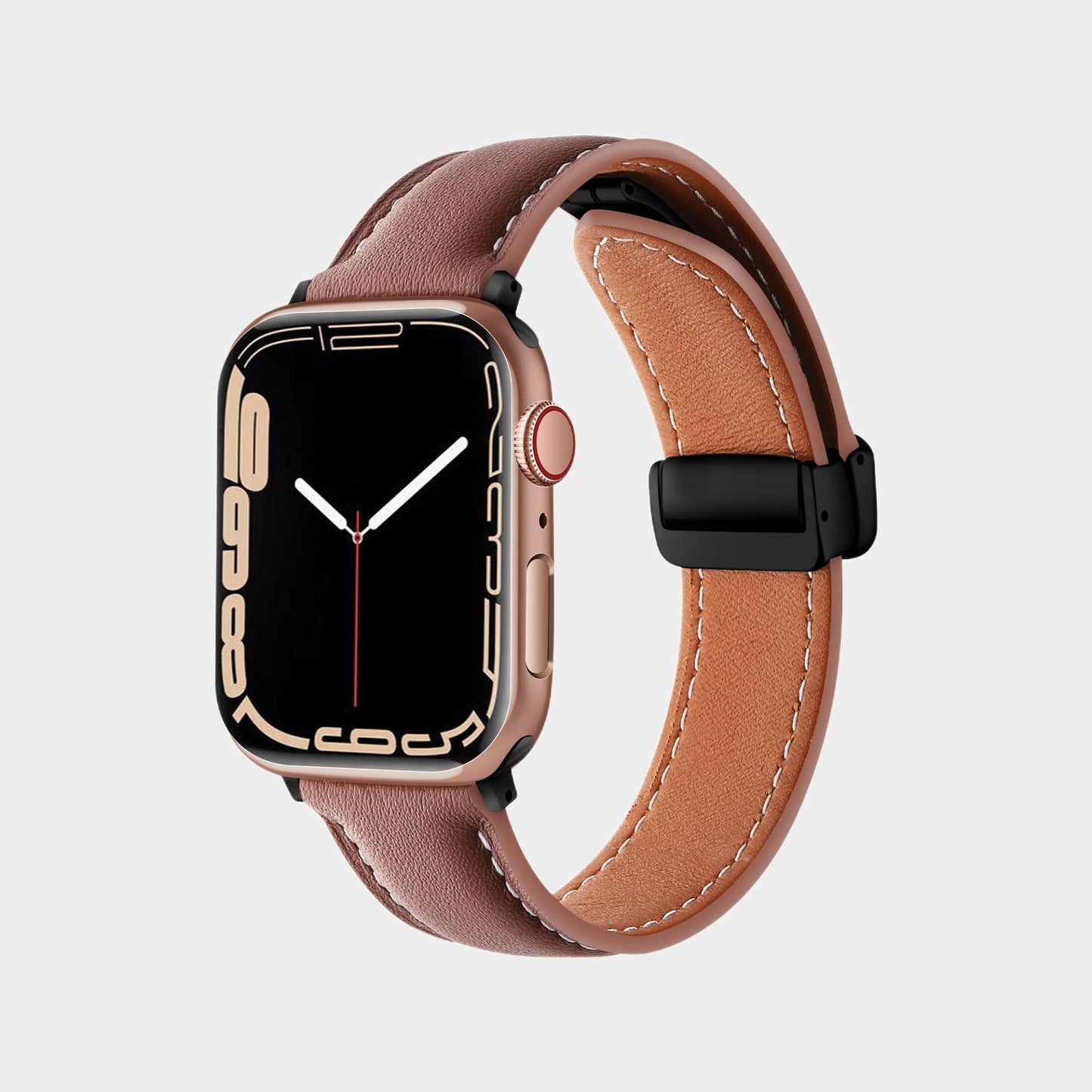 Magnetic Folding Buckle Plain Weave Leather Band  For Apple Watch