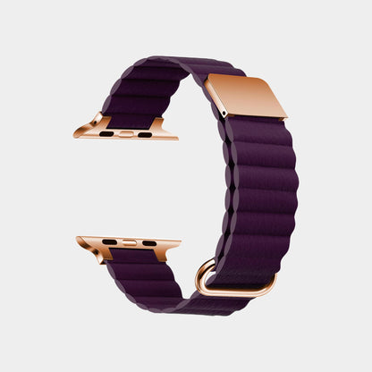 Magnetic Looping Solid Color Leather Band For Apple Watch