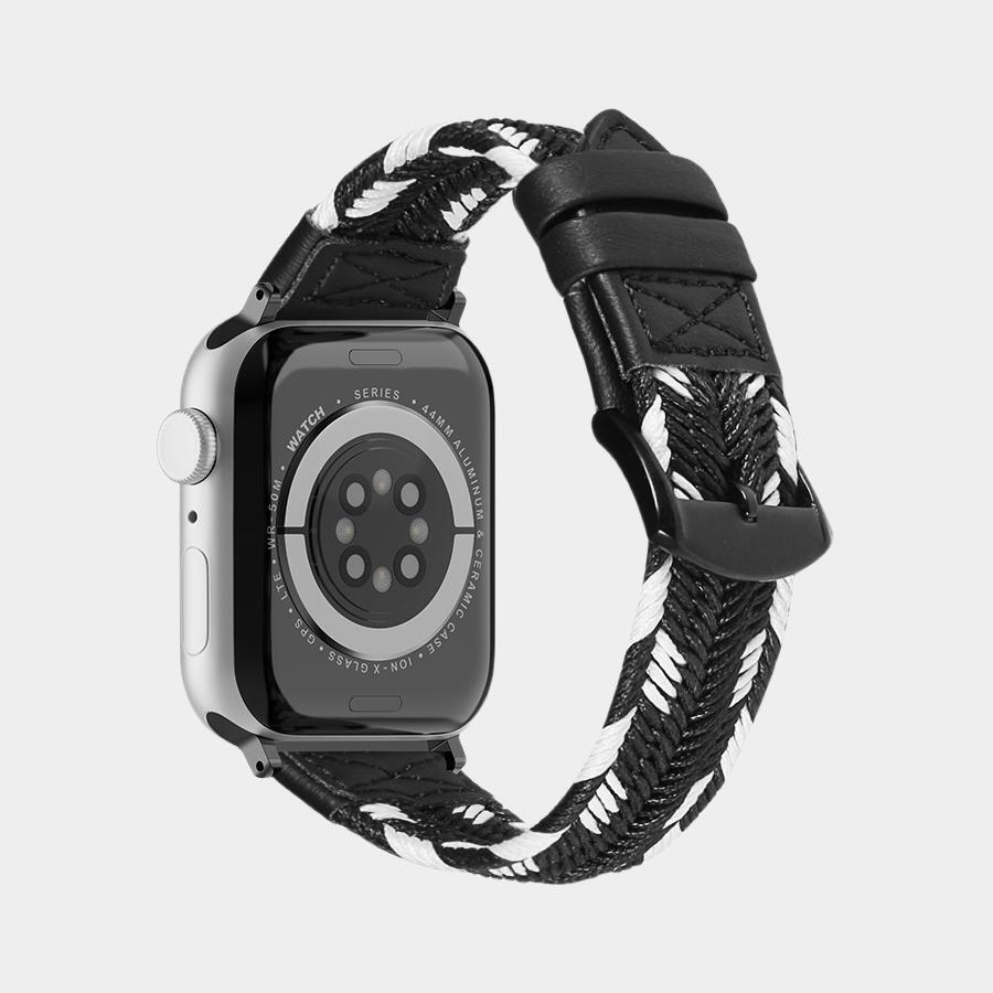 Leather Nylon Stitching Band For Apple Watch