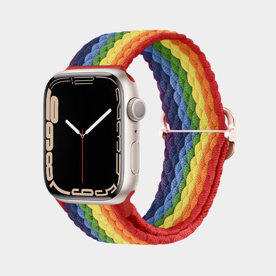 Multicolor Nylon Braided Buckle Band For Apple Watch