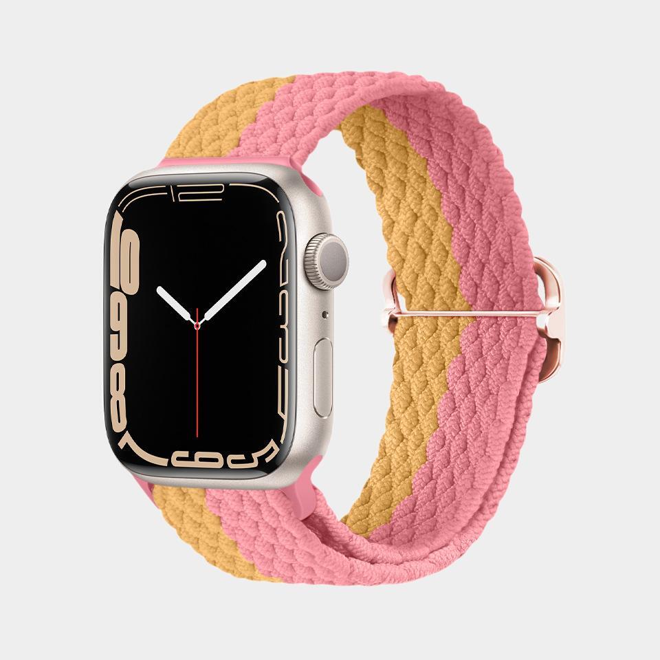 Multicolor Nylon Braided Buckle Band For Apple Watch