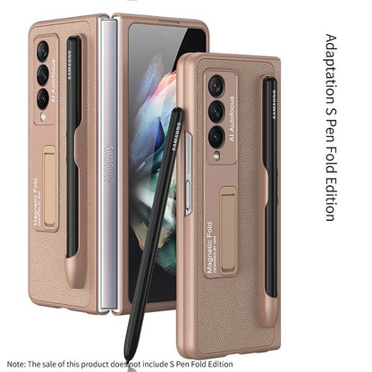 Luxury Leather Pen Slot Case for Samsung Galaxy Z Fold 3 5G