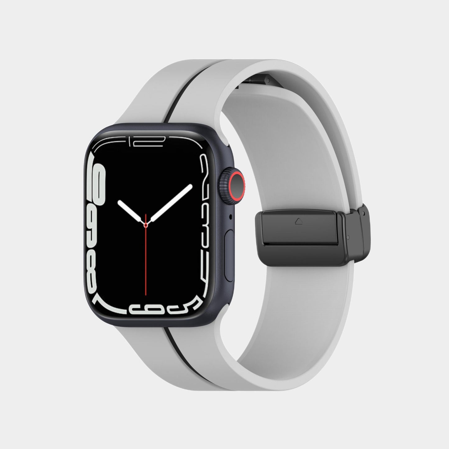 Magnetic Folding Buckle Stripe Silicone Band For Apple Watch