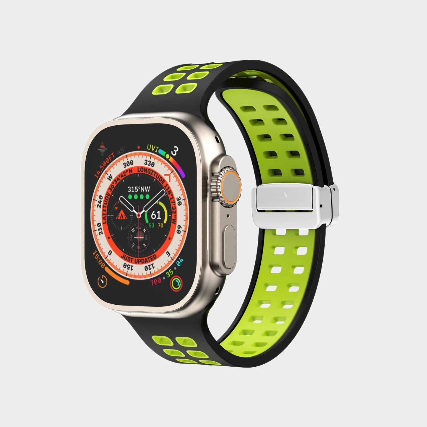 Magnetic Folding Buckle Two-Color Silicone Band For Apple Watch