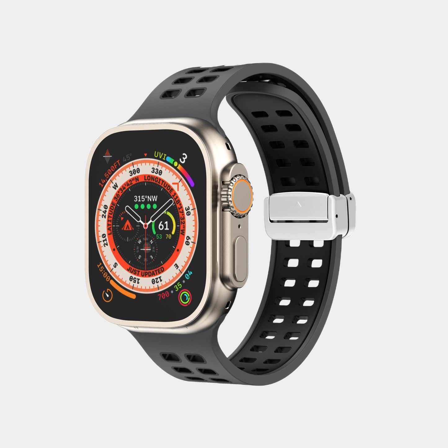 Magnetic Folding Buckle Two-Color Silicone Band For Apple Watch