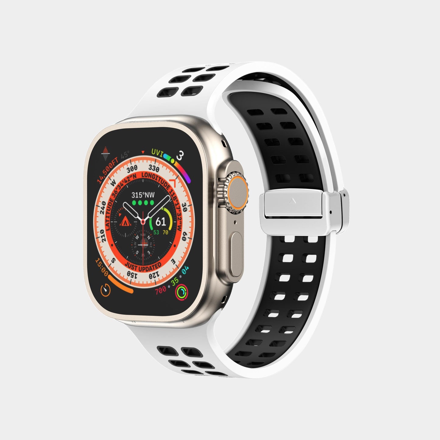 Magnetic Folding Buckle Two-Color Silicone Band For Apple Watch