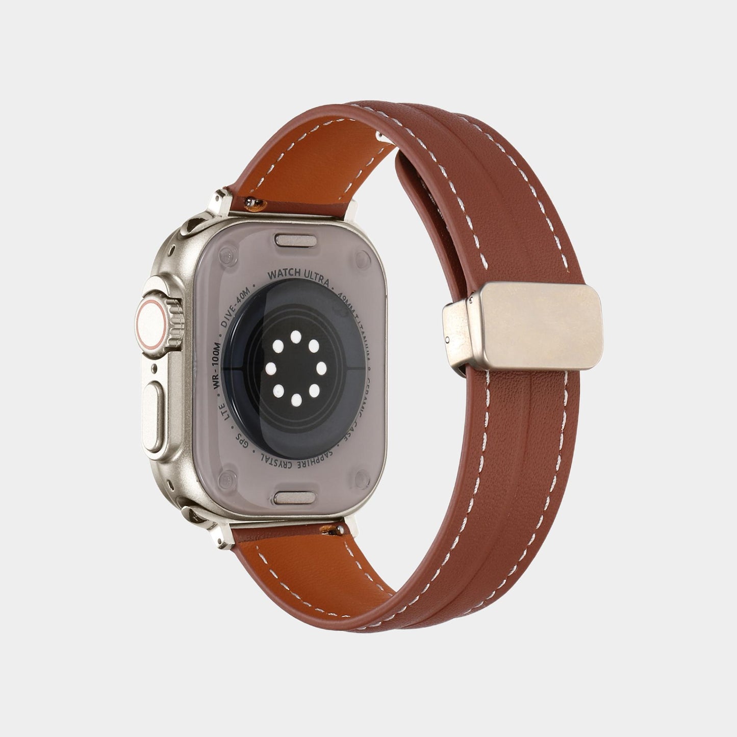 Magnetic Folding Buckle Groove Leather Band  For Apple Watch