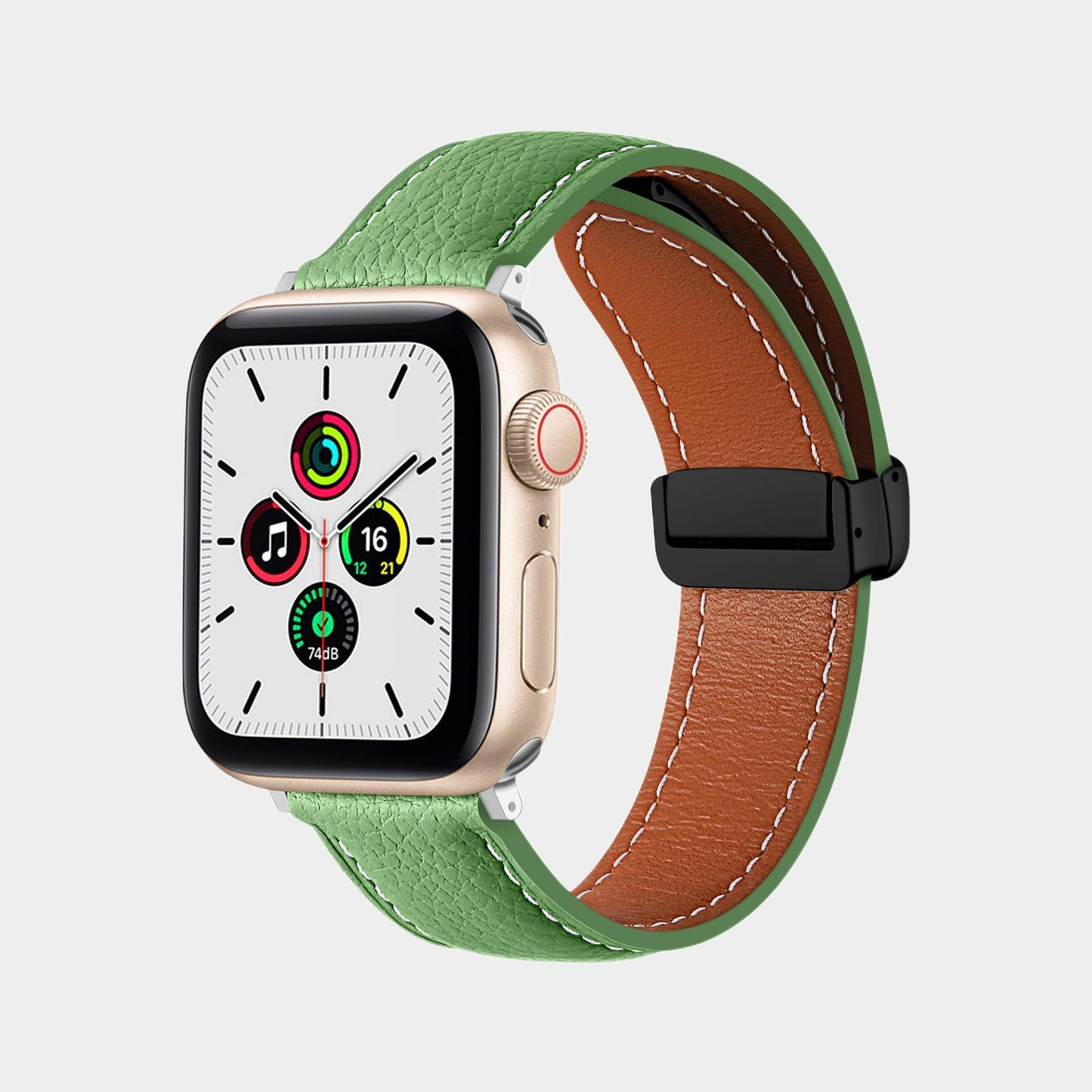 Magnetic Folding Buckle Lychee Pattern Leather Band  For Apple Watch