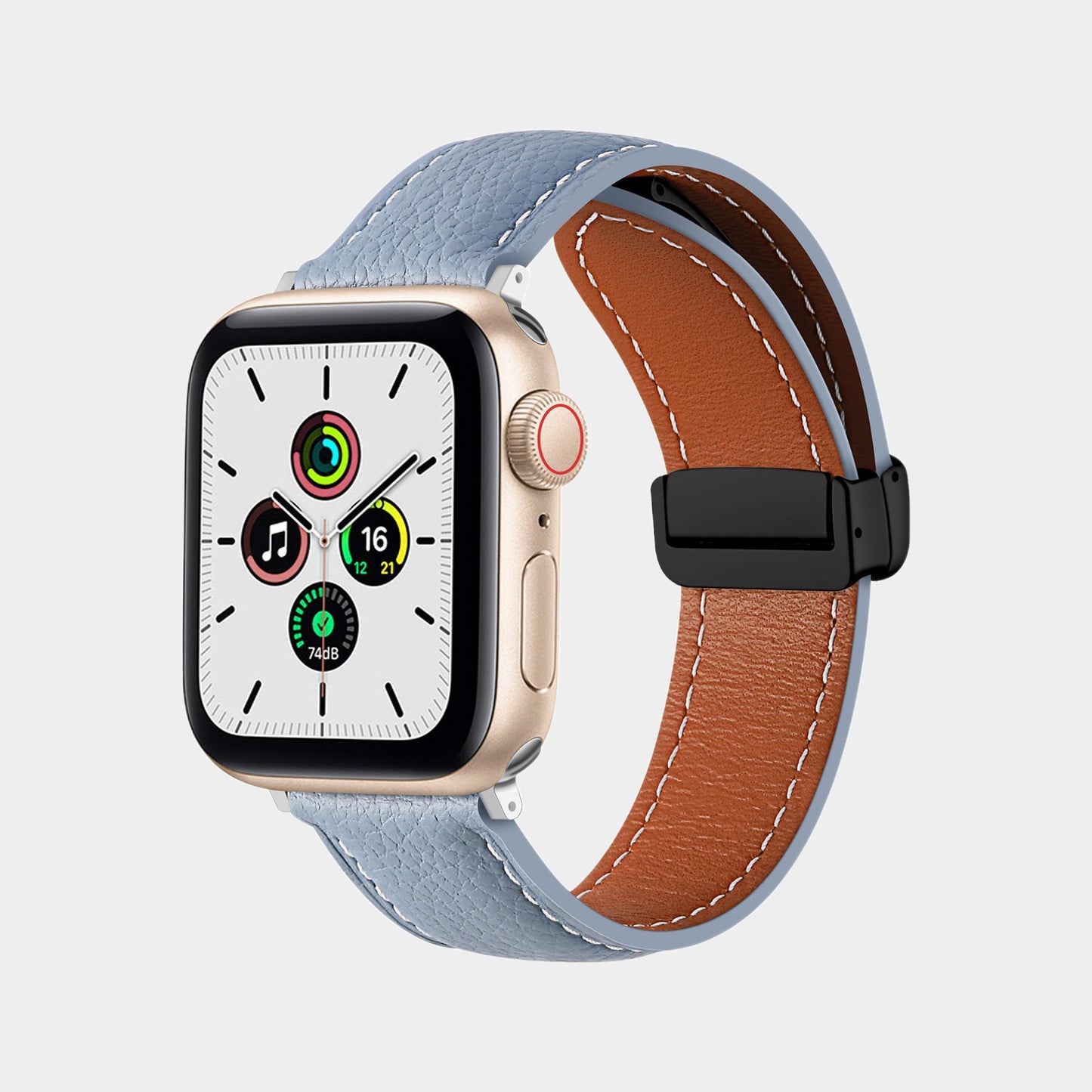 Magnetic Folding Buckle Lychee Pattern Leather Band  For Apple Watch