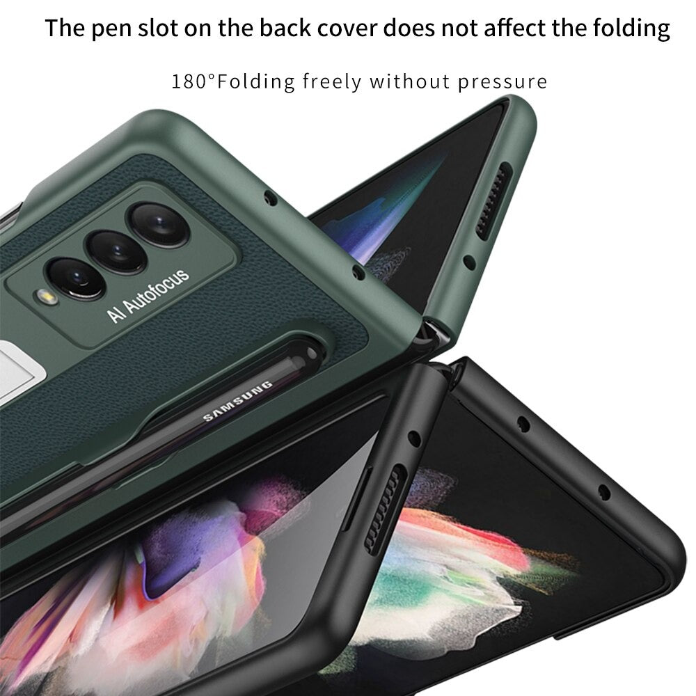 Luxury Leather Pen Slot Case for Samsung Galaxy Z Fold 3 5G