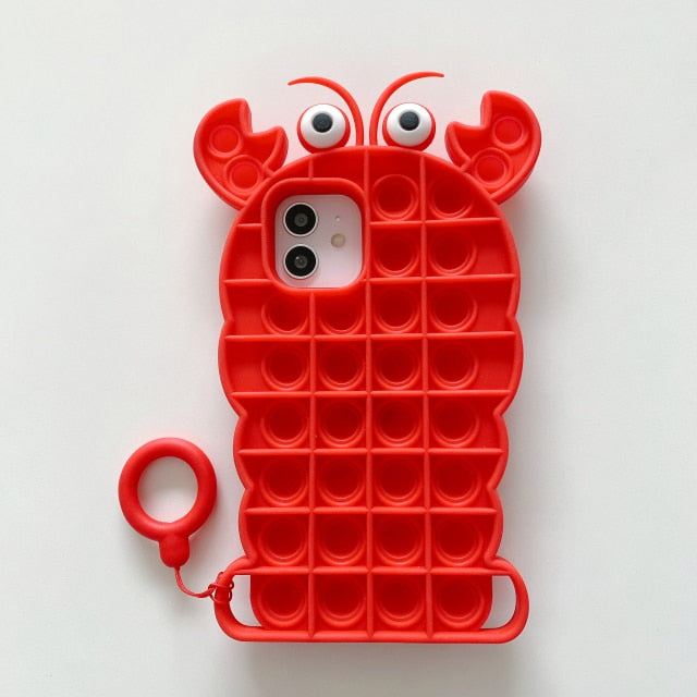 Relive Stress Pop Fidget Toys Push It Bubble Silicone Phone Case For Iphone SE 11 12 Pro Max Soft Cover
